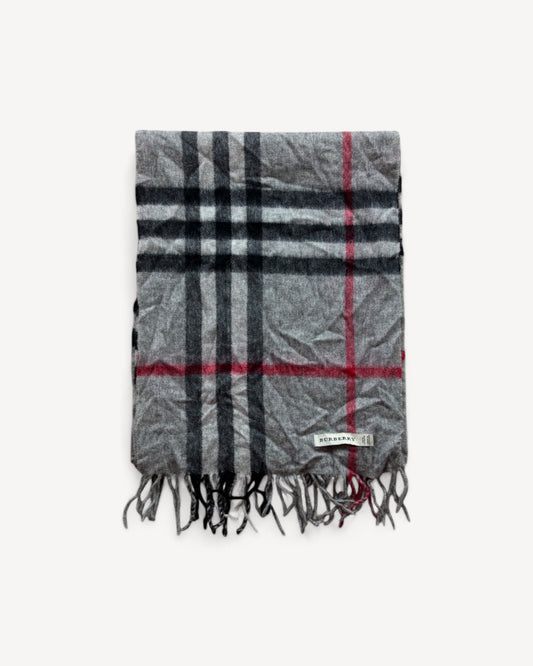 BURBERRY NOVACHECK CASHMERE SCARF LIGHT GREY