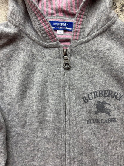 BURBERRY GREY ZIP UP HOODIE (S)