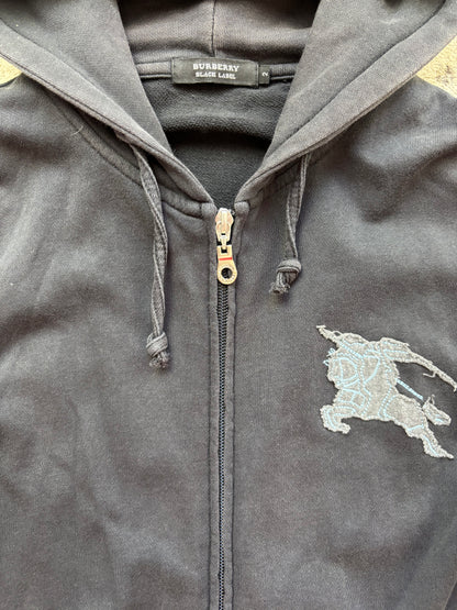 BURBERRY BLACK ZIP UP HOODIE (S/M)