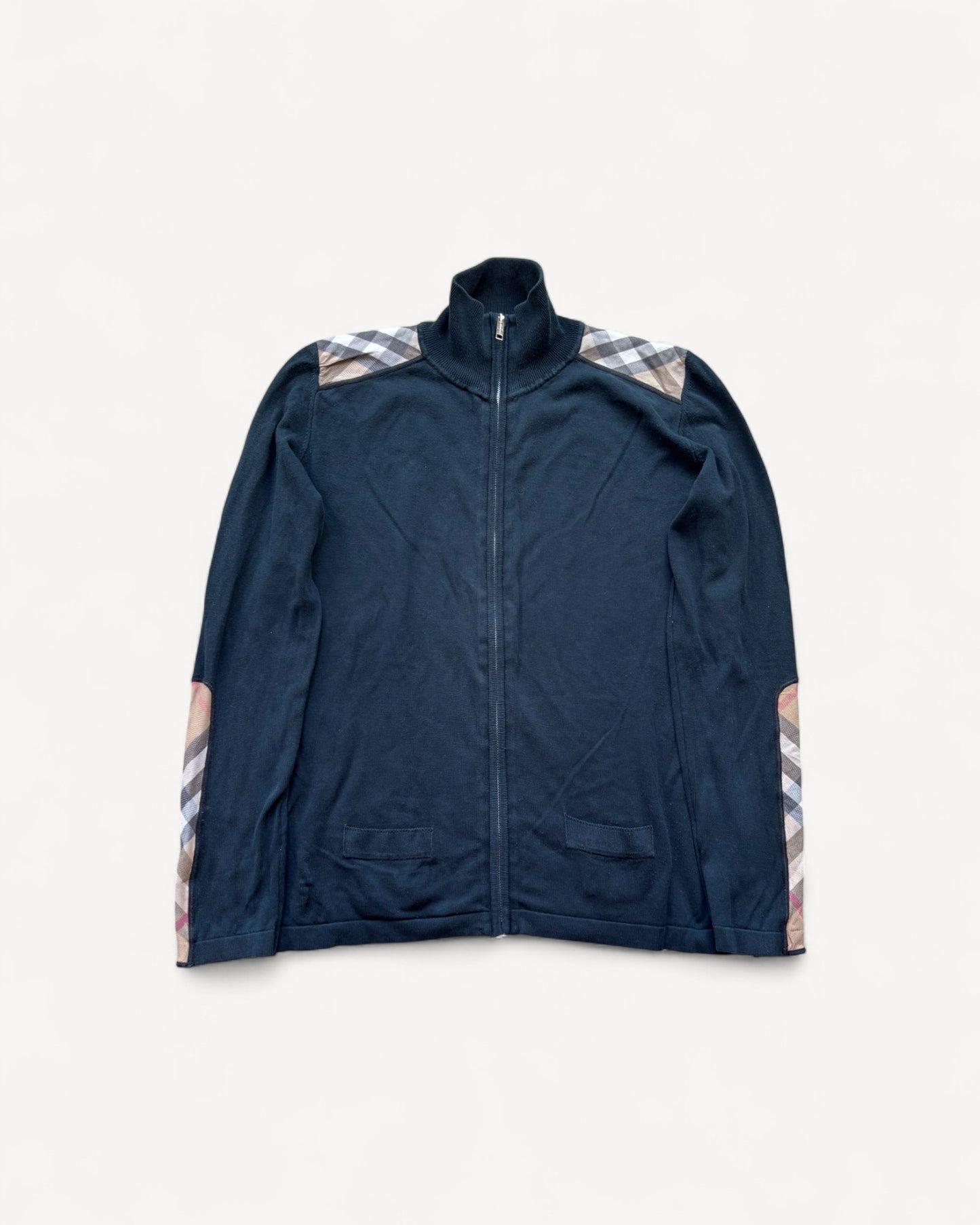BURBERRY BLACK ZIP UP KNIT (S)