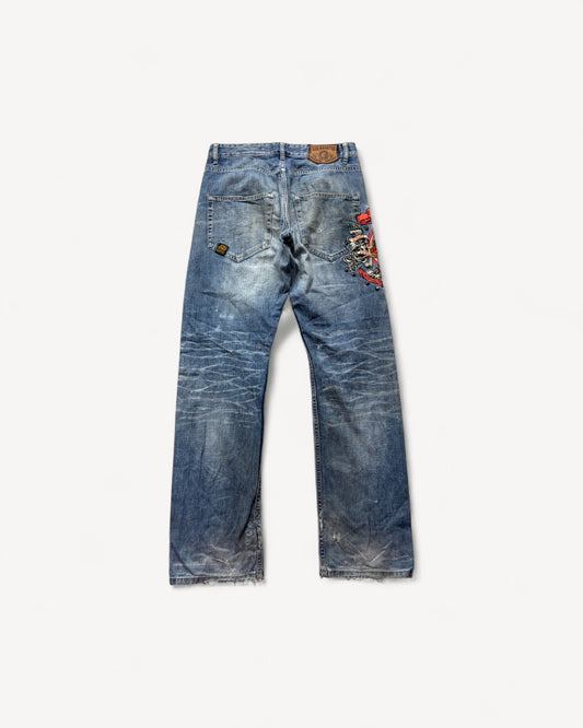 JAPANESE EMBROIDERED DENIM W32 L32 #JAP4