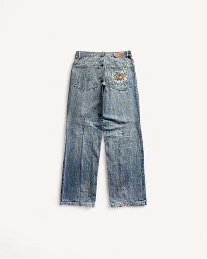 JAPANESE EMBROIDERED DENIM W34 L32 #JAP9