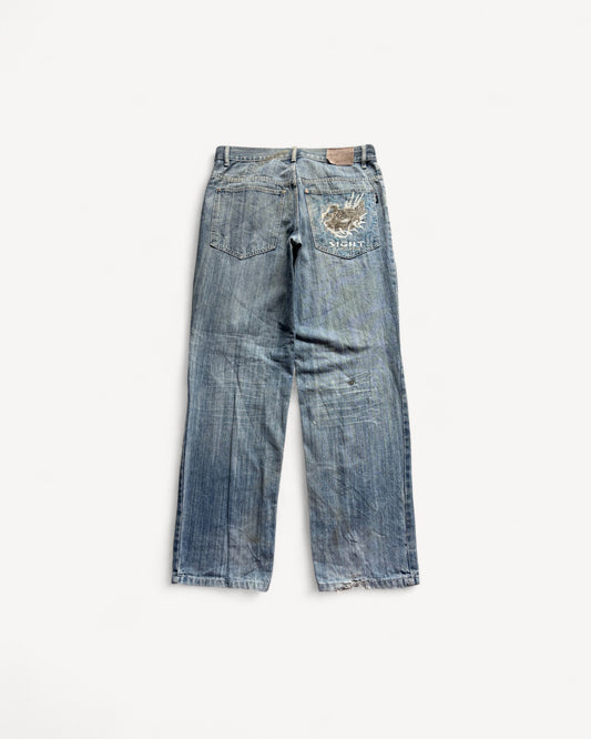 JAPANESE EMBROIDERED DENIM W34 L32 #JAP9