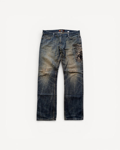JAPANESE EMBROIDERED DENIM W36 L32 #JAP15