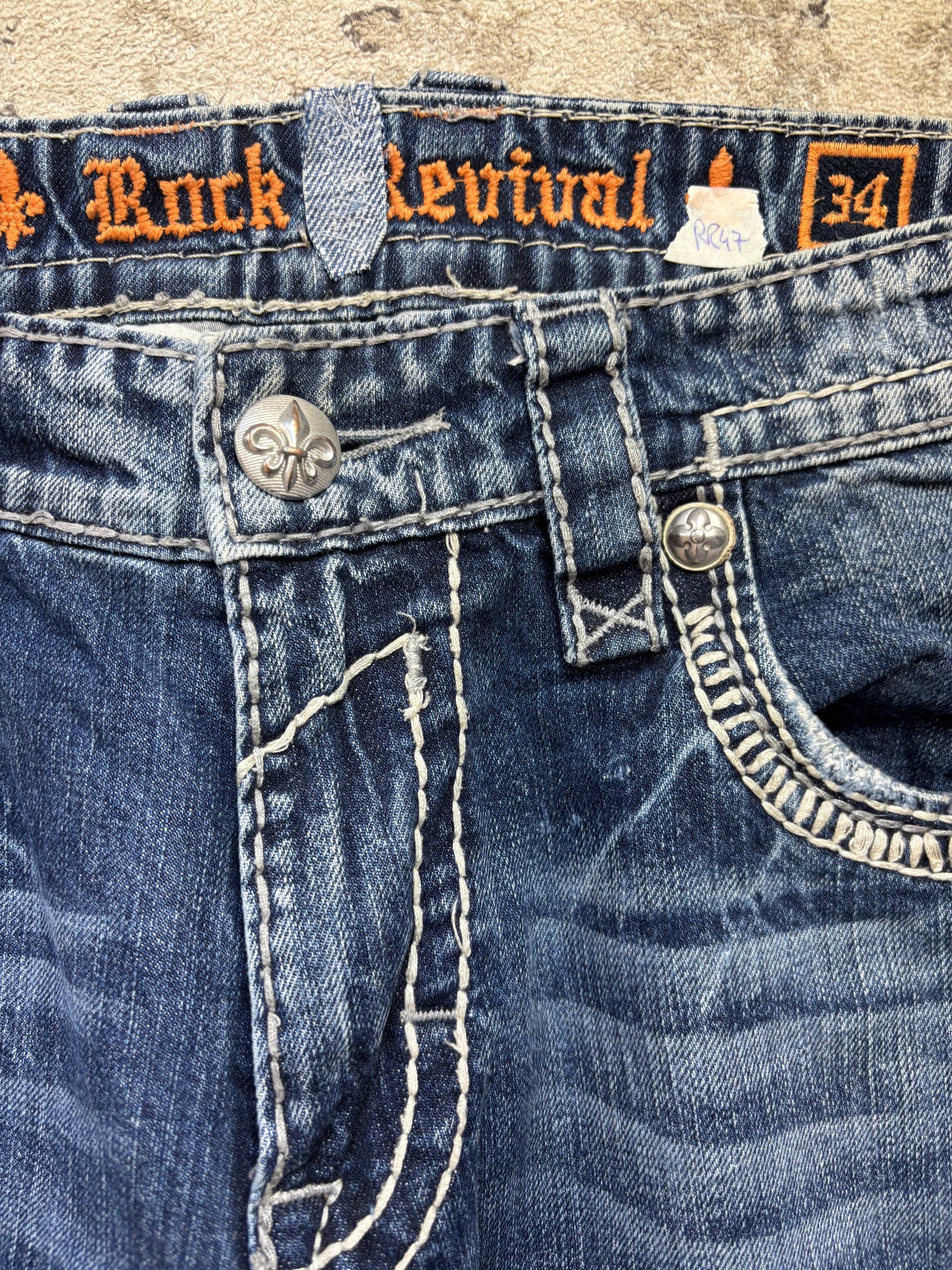 ROCK REVIVAL JEANS W34 L34 #RR47