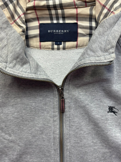 BURBERRY GREY ZIP UP HOODIE (S)