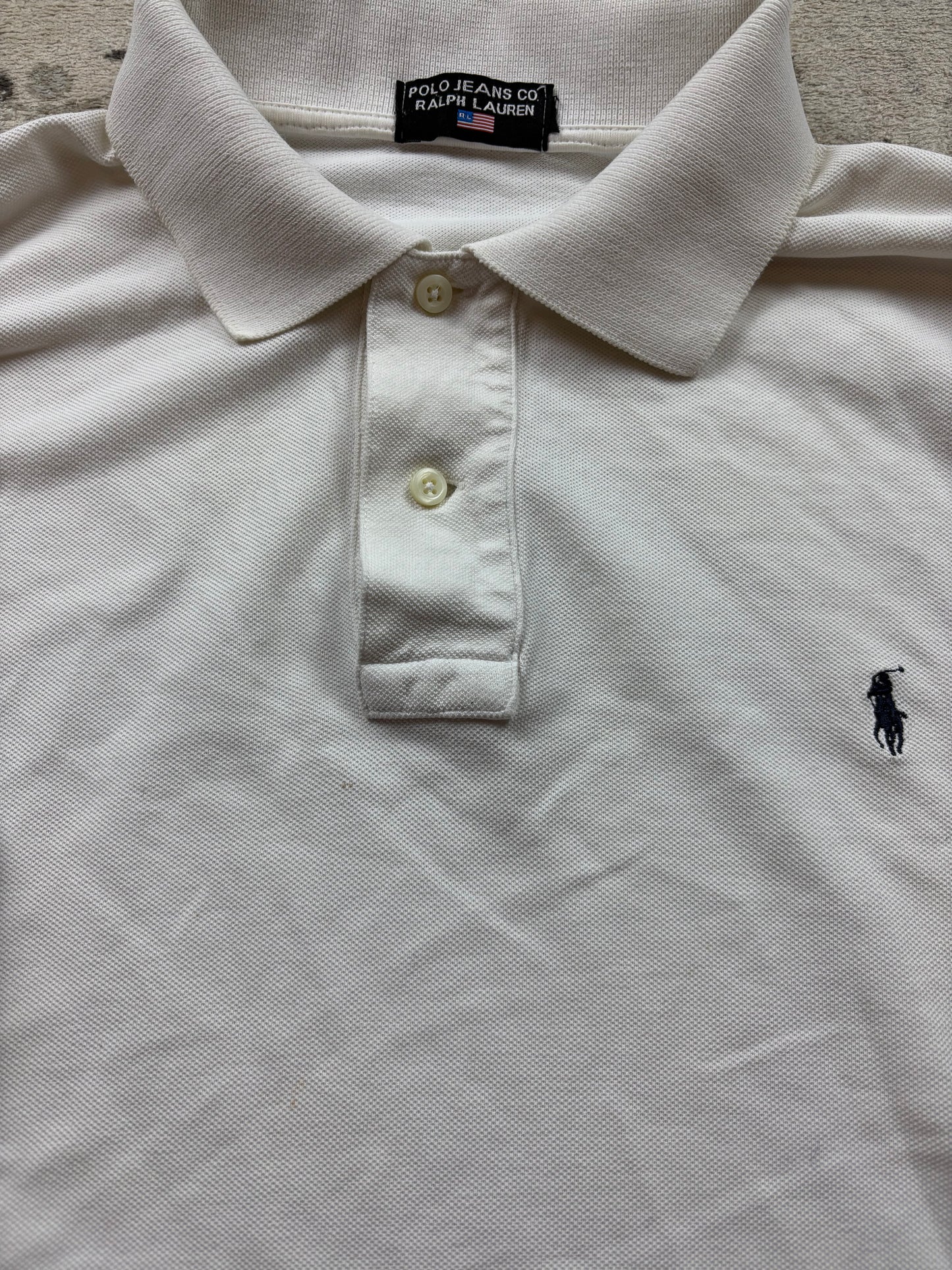 RALPH LAUREN LONGSL. POLO SHIRT WHITE (M)