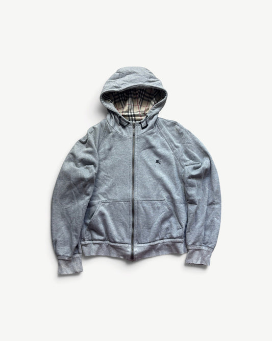 BURBERRY GREY ZIP UP HOODIE (S)