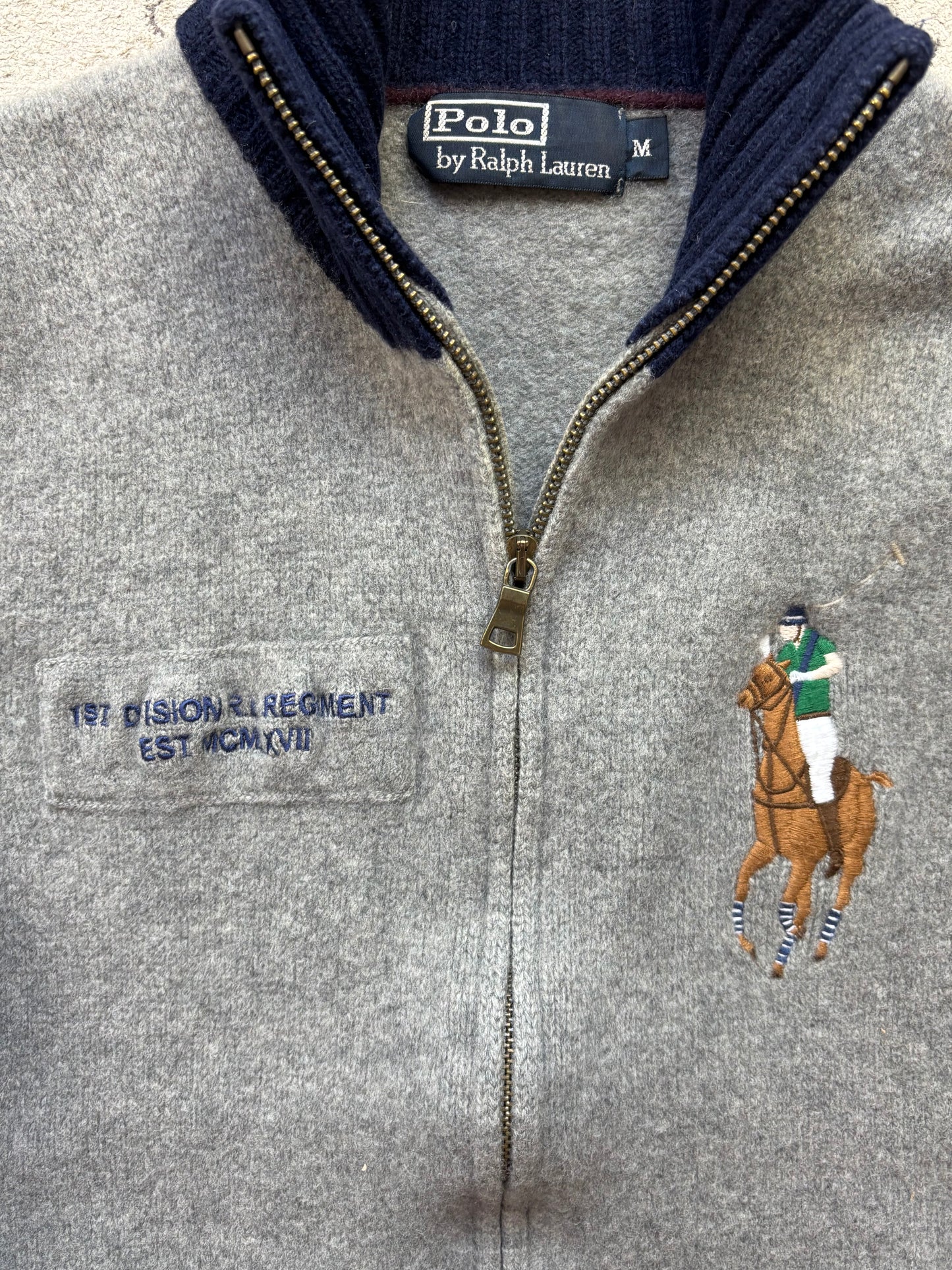 RALPH LAUREN GREY ZIP UP KNIT (S)