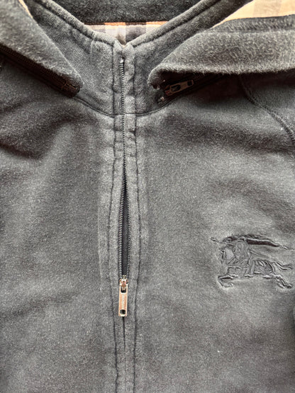 BURBERRY BLACK ZIP UP HOODIE (S)