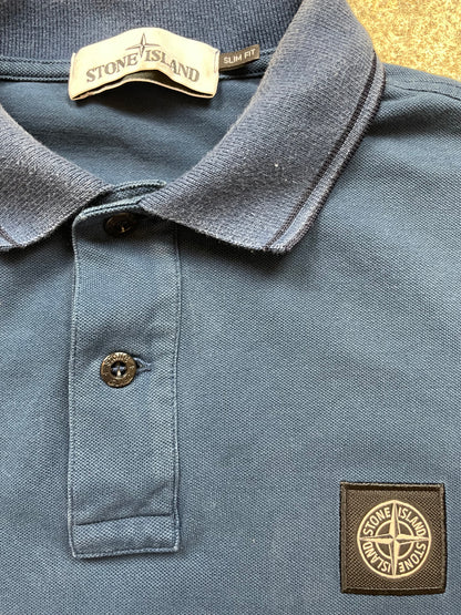 STONE ISLAND BLUE POLO SHIRT (M)