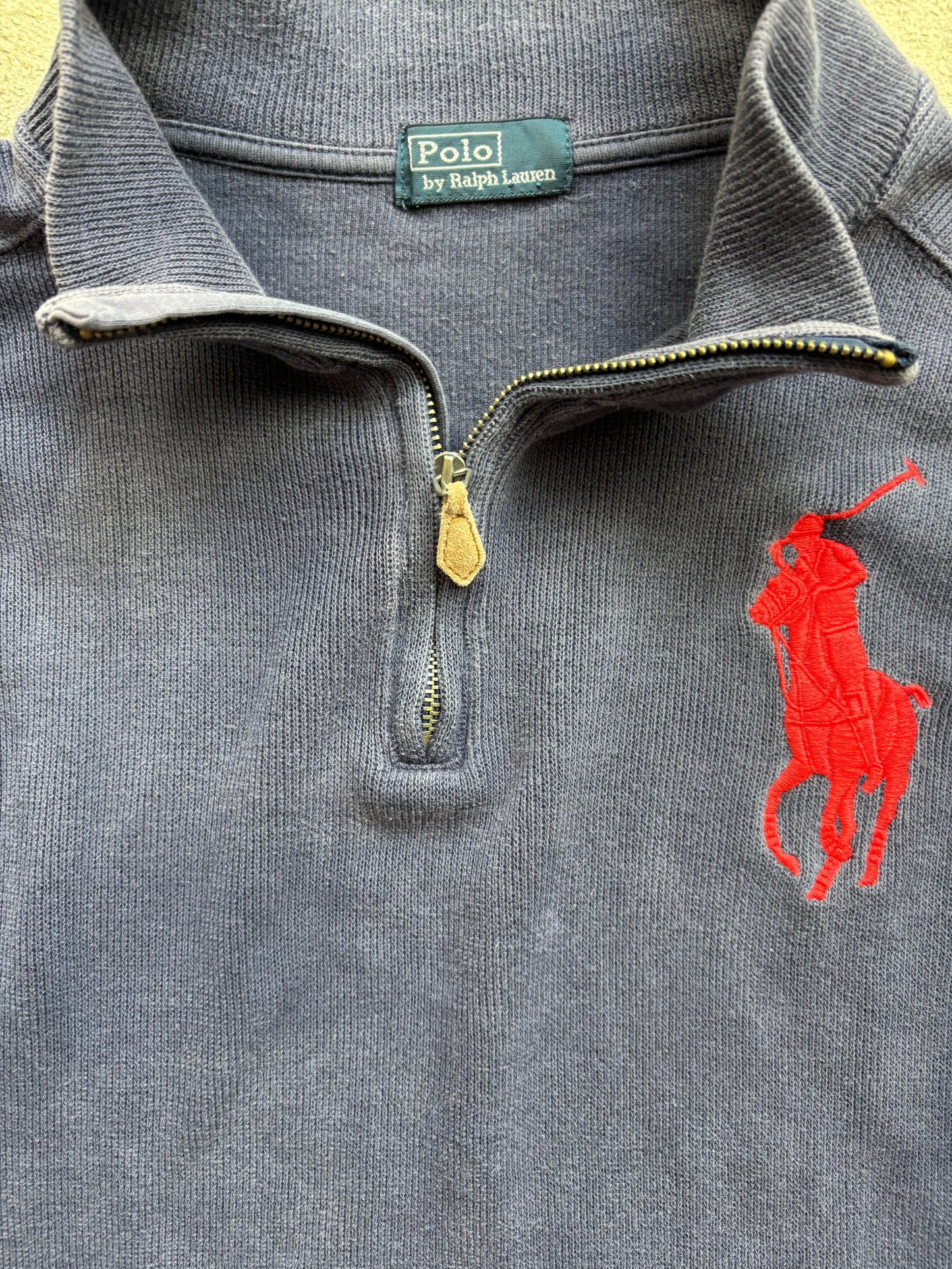 RALPH LAUREN NAVY HALF ZIP UP KNIT (M)