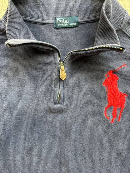 RALPH LAUREN NAVY HALF ZIP UP KNIT (M)