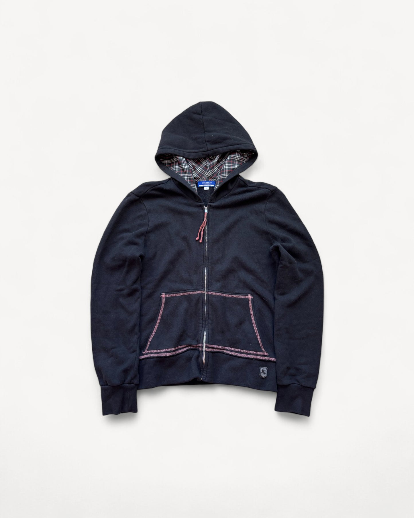 BURBERRY BLACK ZIP UP HOODIE (S)