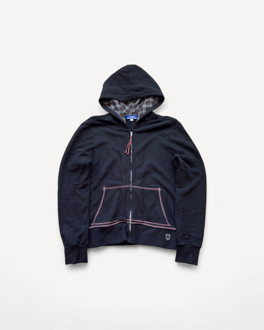 BURBERRY BLACK ZIP UP HOODIE (S)