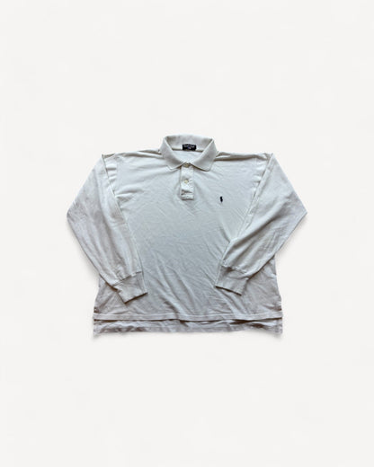 RALPH LAUREN LONGSL. POLO SHIRT WHITE (M)