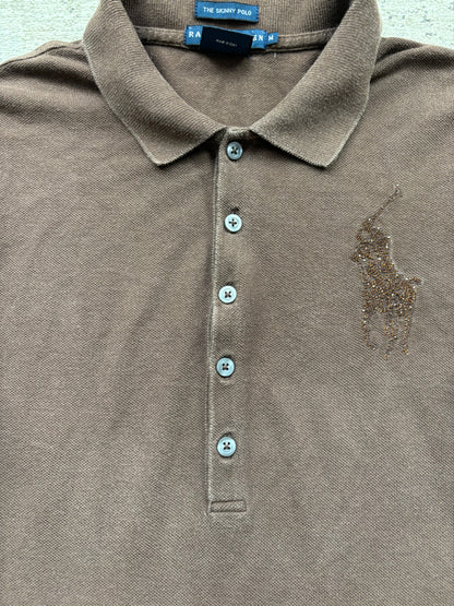 RALPH LAUREN LONGSL. POLO SHIRT BROWN (S)