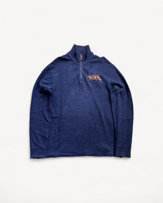 RALPH LAUREN NAVY HALF ZIP UP KNIT (M)