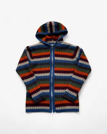 STRIPED ZIP UP KNIT (S)