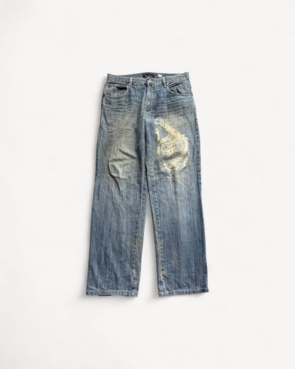 JAPANESE EMBROIDERED DENIM W34 L32 #JAP9