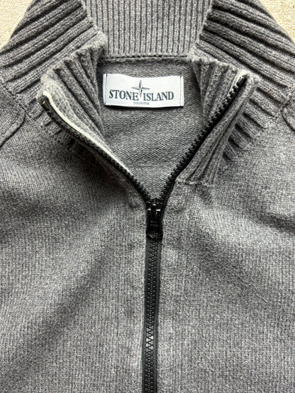 STONE ISLAND GREY ZIP UP KNIT (L)