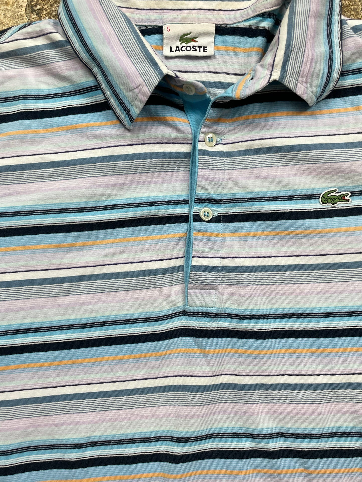 LACOSTE POLO SHIRT LIGHT BLUE/PURPLE (M)