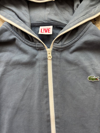 LACOSTE GREY ZIP UP HOODIE (L)