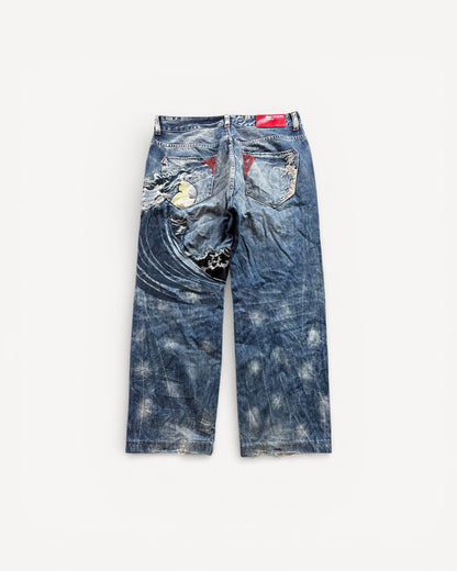 JAPANESE EMBROIDERED DENIM W34 L30 #JAP15