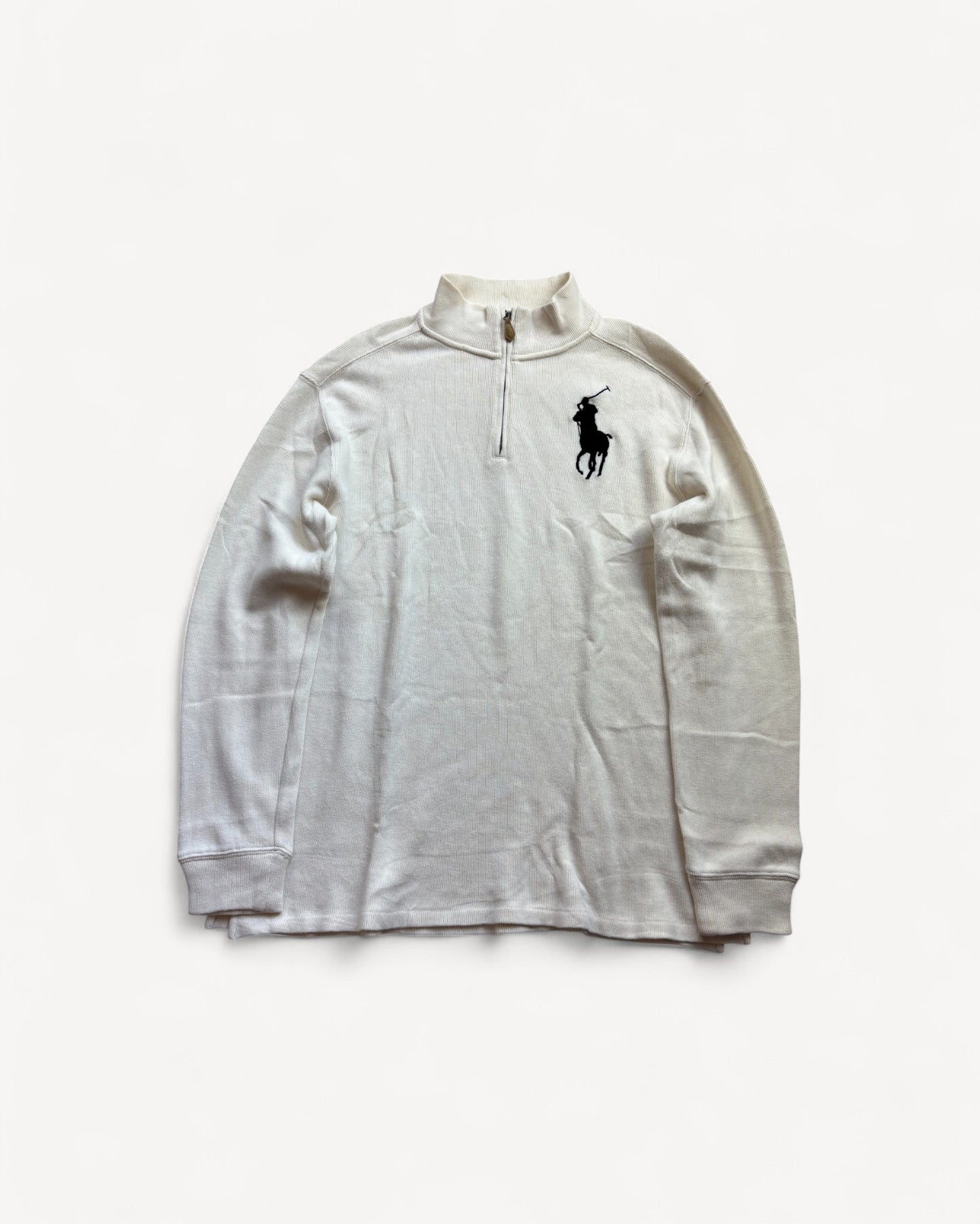 RALPH LAUREN WHITE HALF ZIP UP KNIT (L)