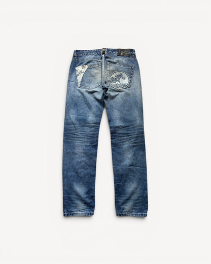 JAPANESE EMBROIDERED DENIM W32 L32 #JAP9