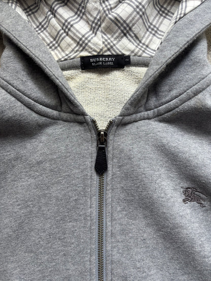 BURBERRY GREY ZIP UP HOODIE (S)