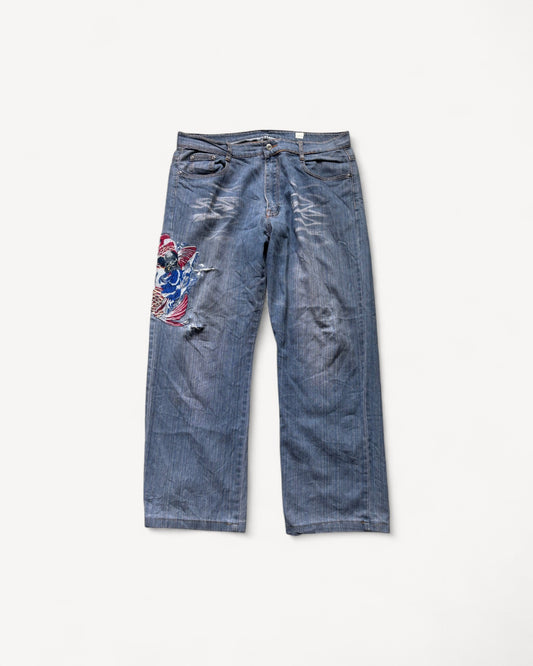 JAPANESE EMBROIDERED DENIM W36 L30 #JAP18