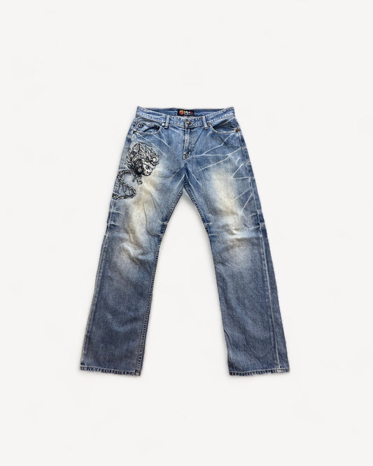 JAPANESE EMBROIDERED DENIM W34 L32 #JAP3