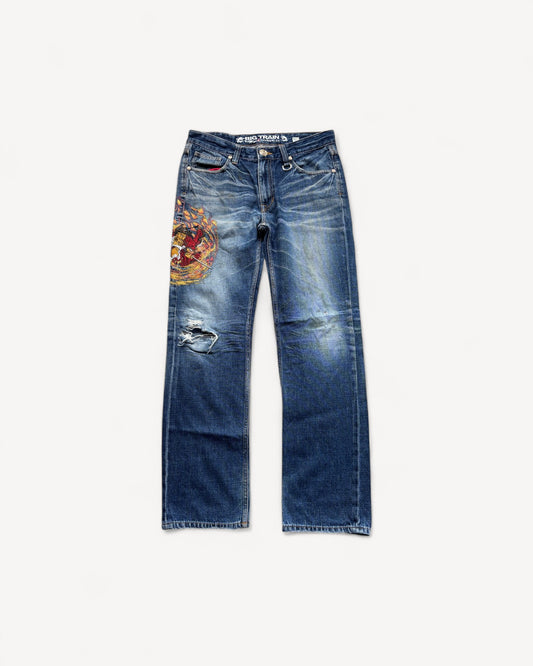 JAPANESE EMBROIDERED DENIM W32 L32 #JAP10