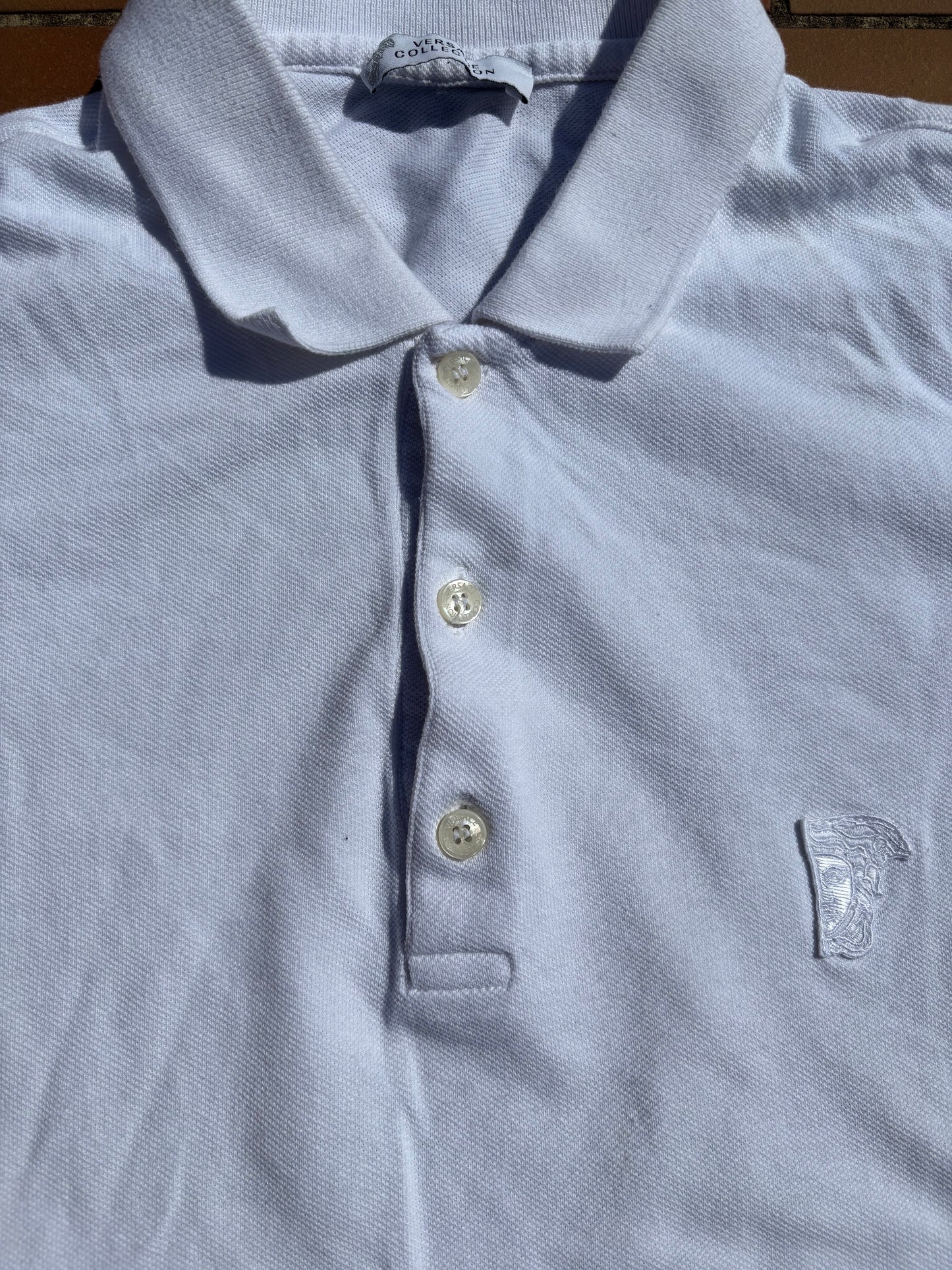 VERSACE WHITE POLO SHIRT (M)