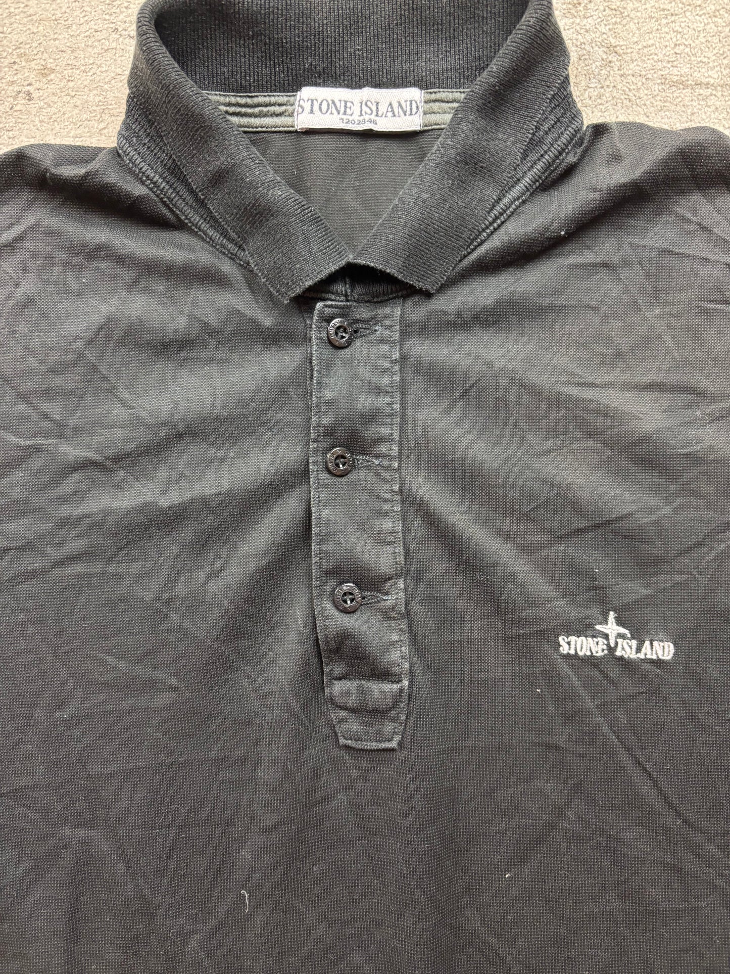 STONE ISLAND BLACK POLO SHIRT (L)