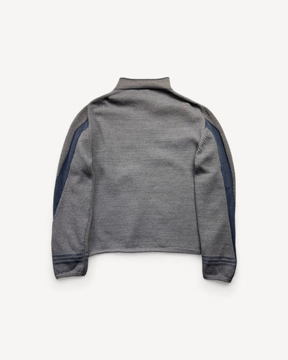 STONE ISLAND BROWN ZIP UP KNIT (L)