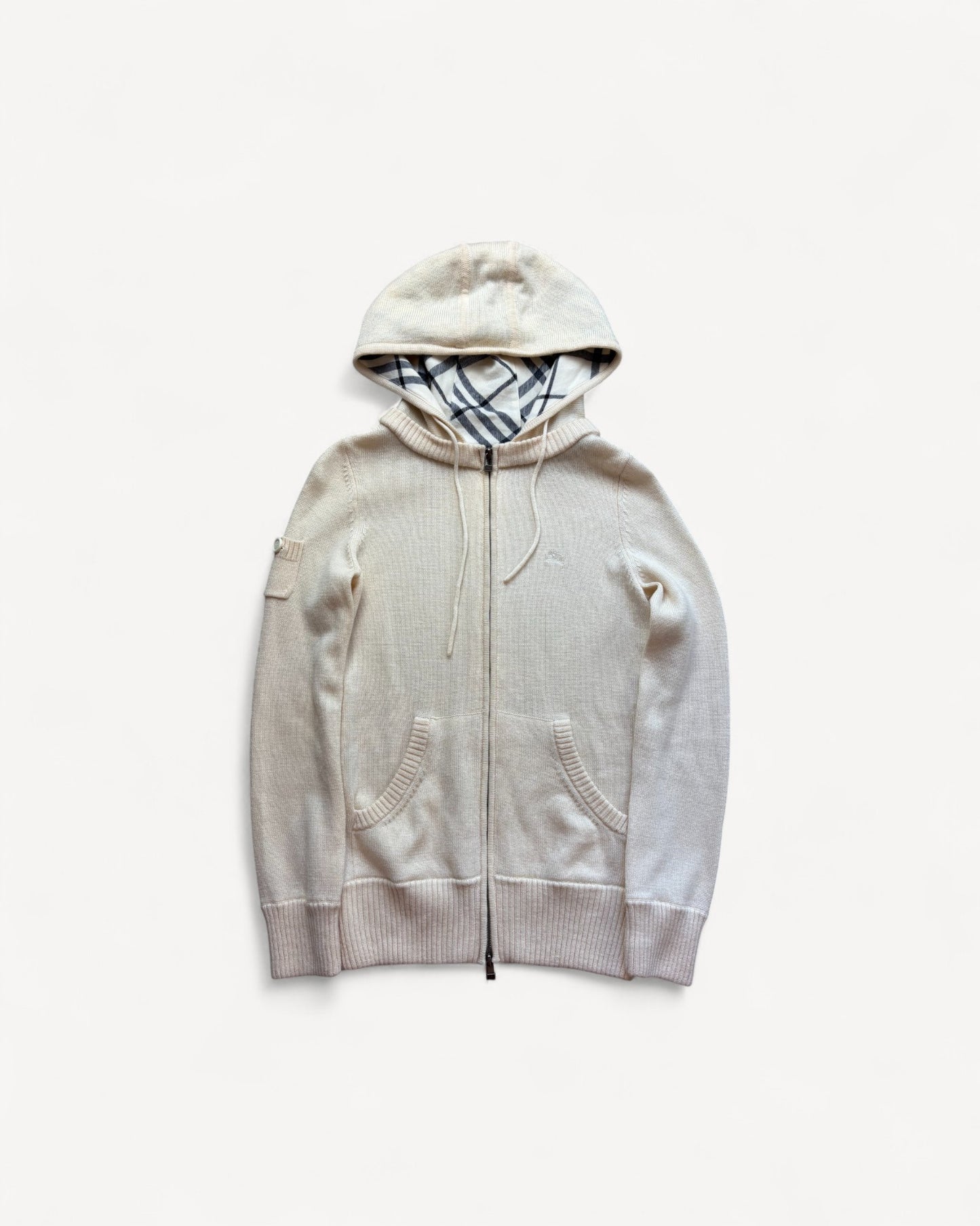 BURBERRY KNITTED ZIP UP HOODIE (S)