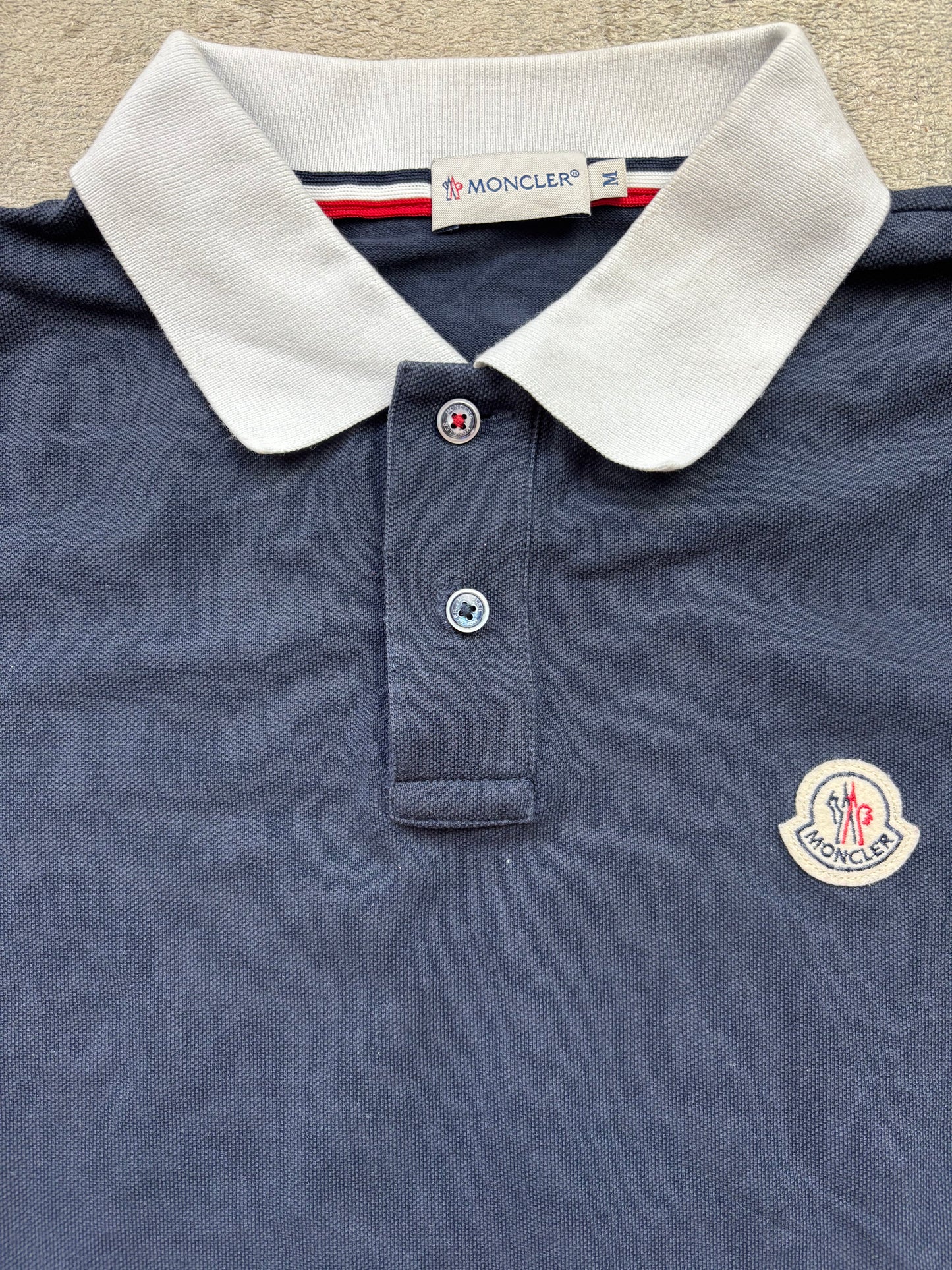 MONCLER NAVY POLO SHIRT (M)