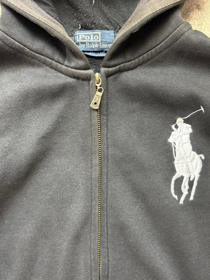 RALPH LAUREN BLACK ZIP UP HOODIE (L)
