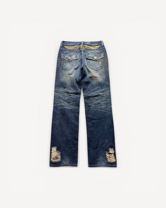 JAPANESE EMBROIDERED DENIM W32 L34 #JAP9