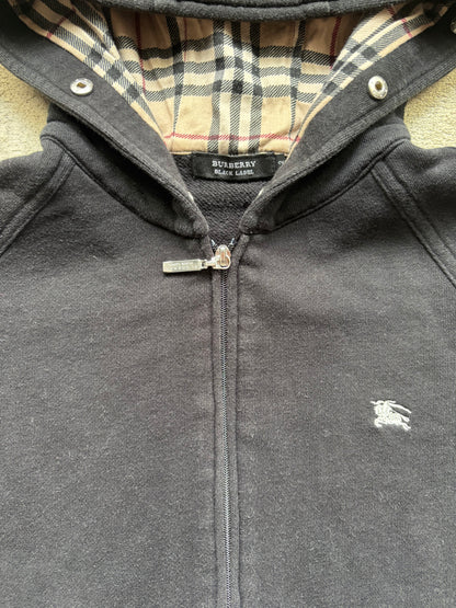 BURBERRY BLACK ZIP UP HOODIE (S)