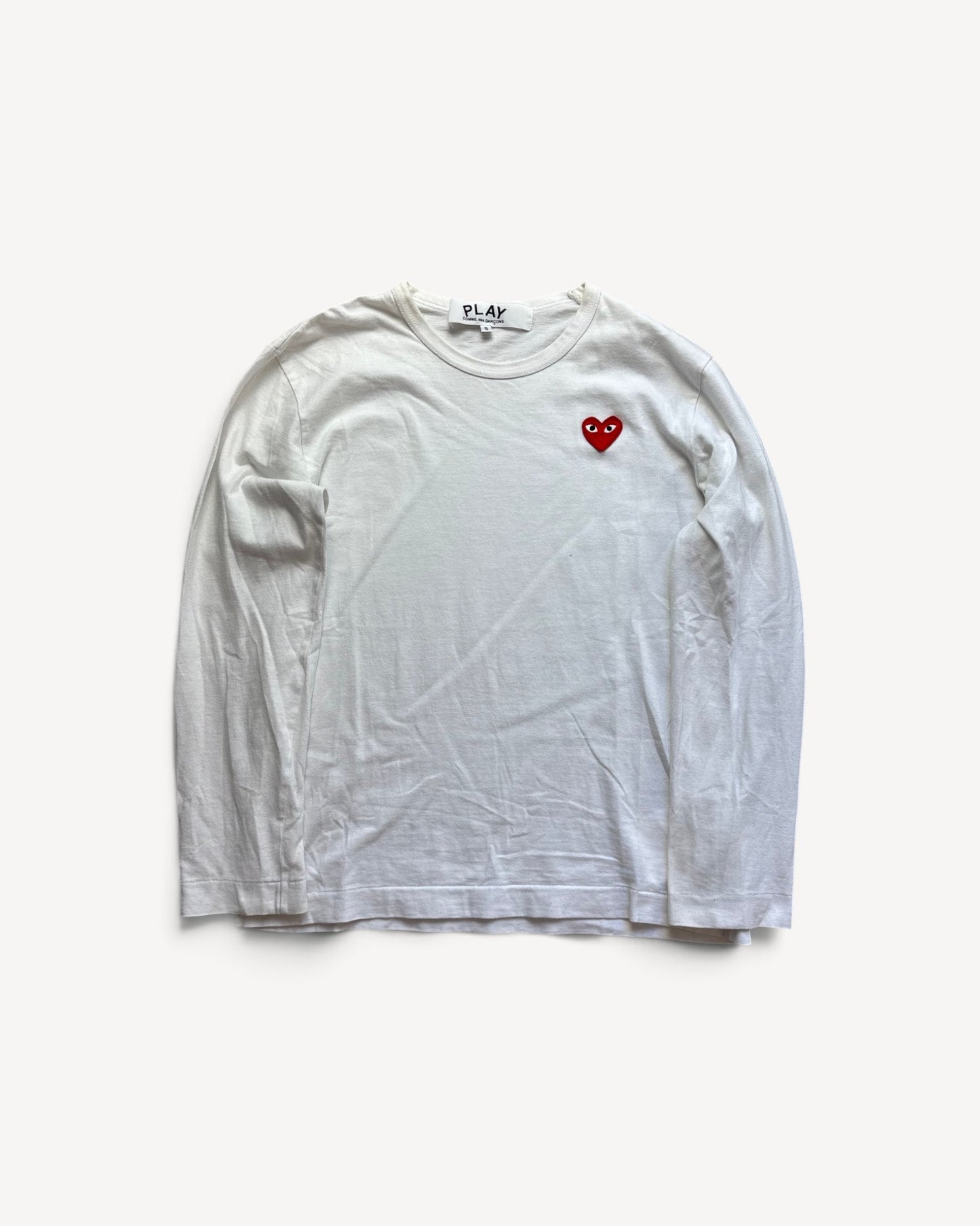 CDG PLAY WHITE LONGSLEEVE (S)