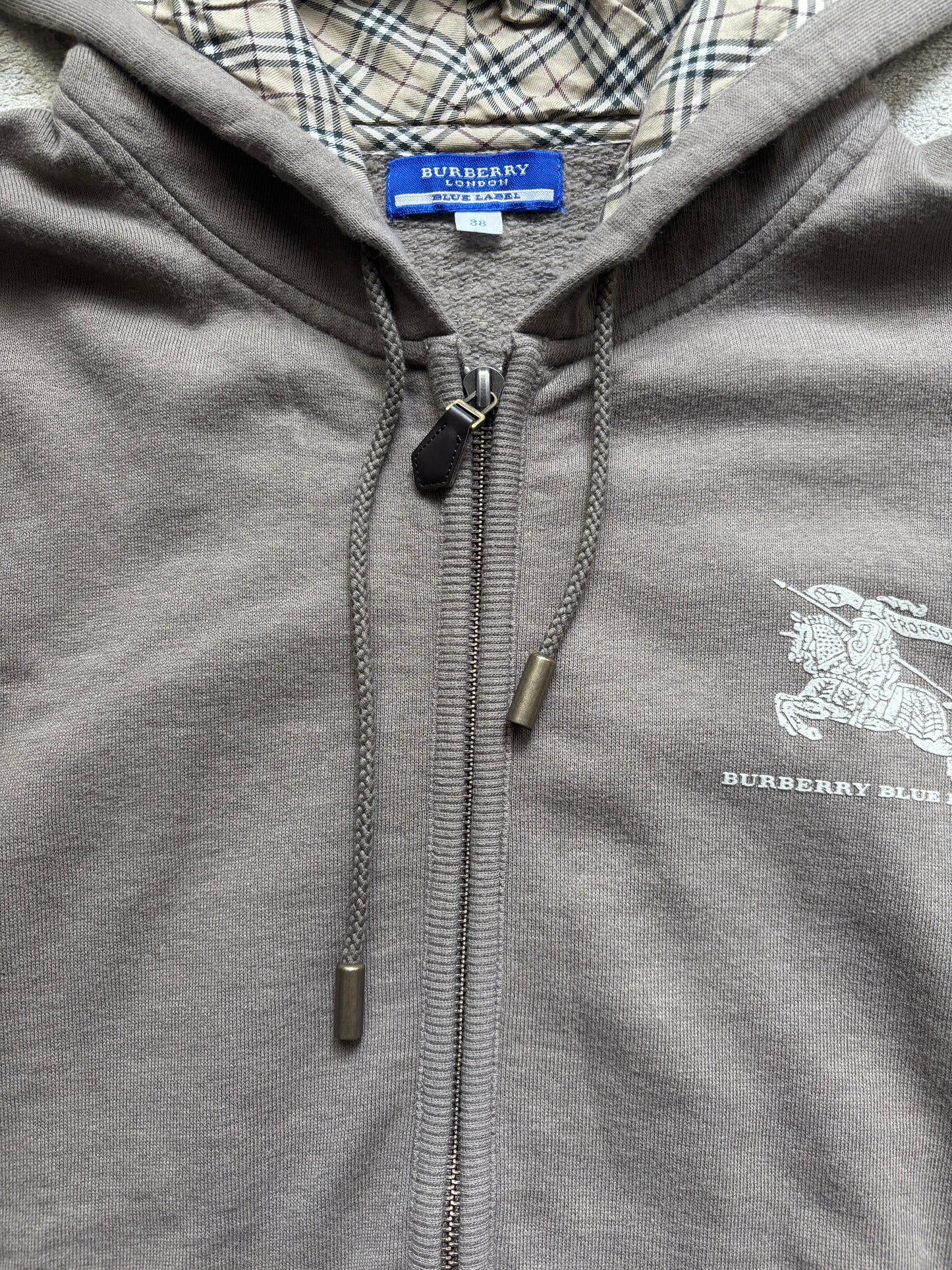 BURBERRY BROWN ZIP UP HOODIE (S)