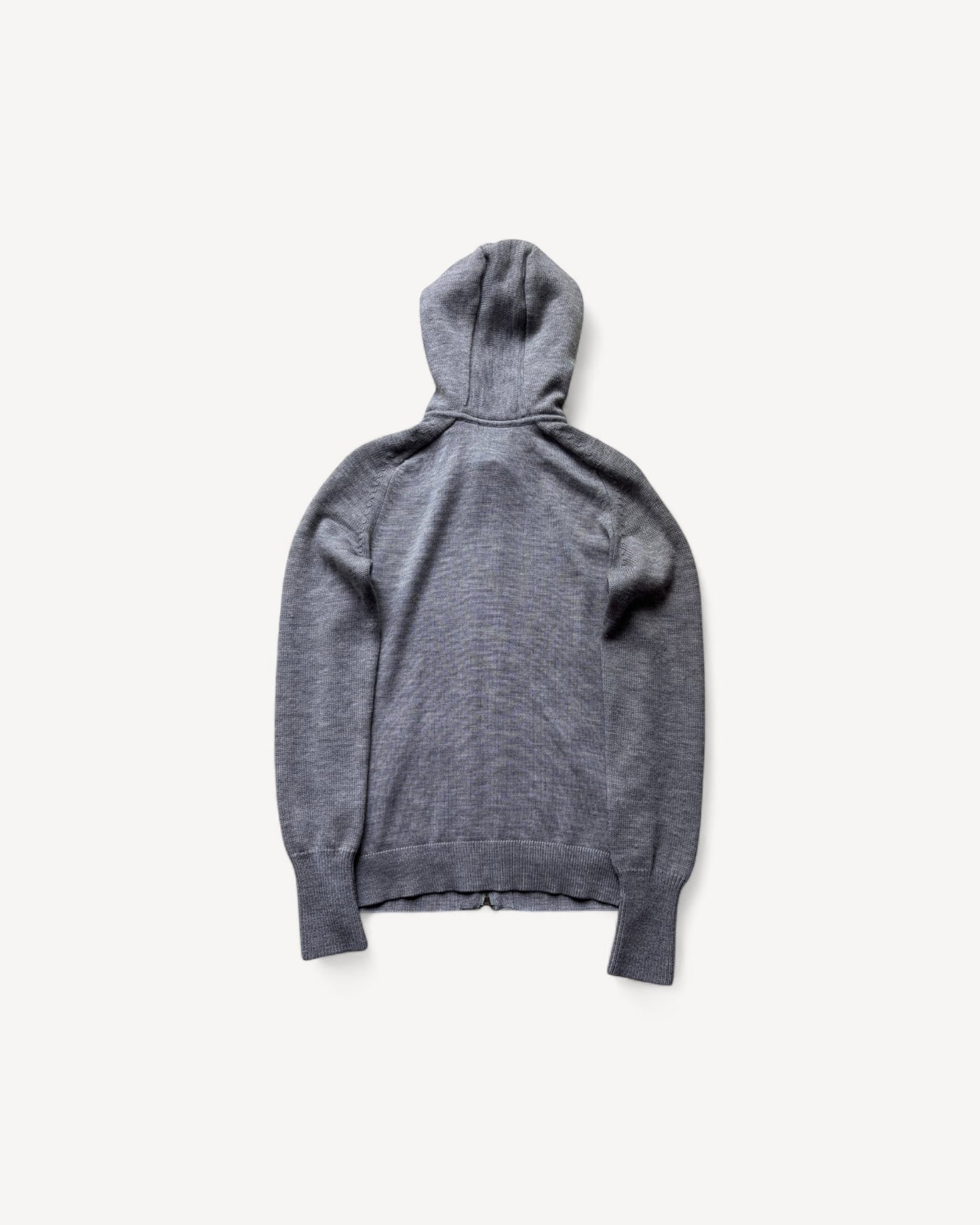 BURBERRY GREY KNITTED ZIP UP HOODIE (S)