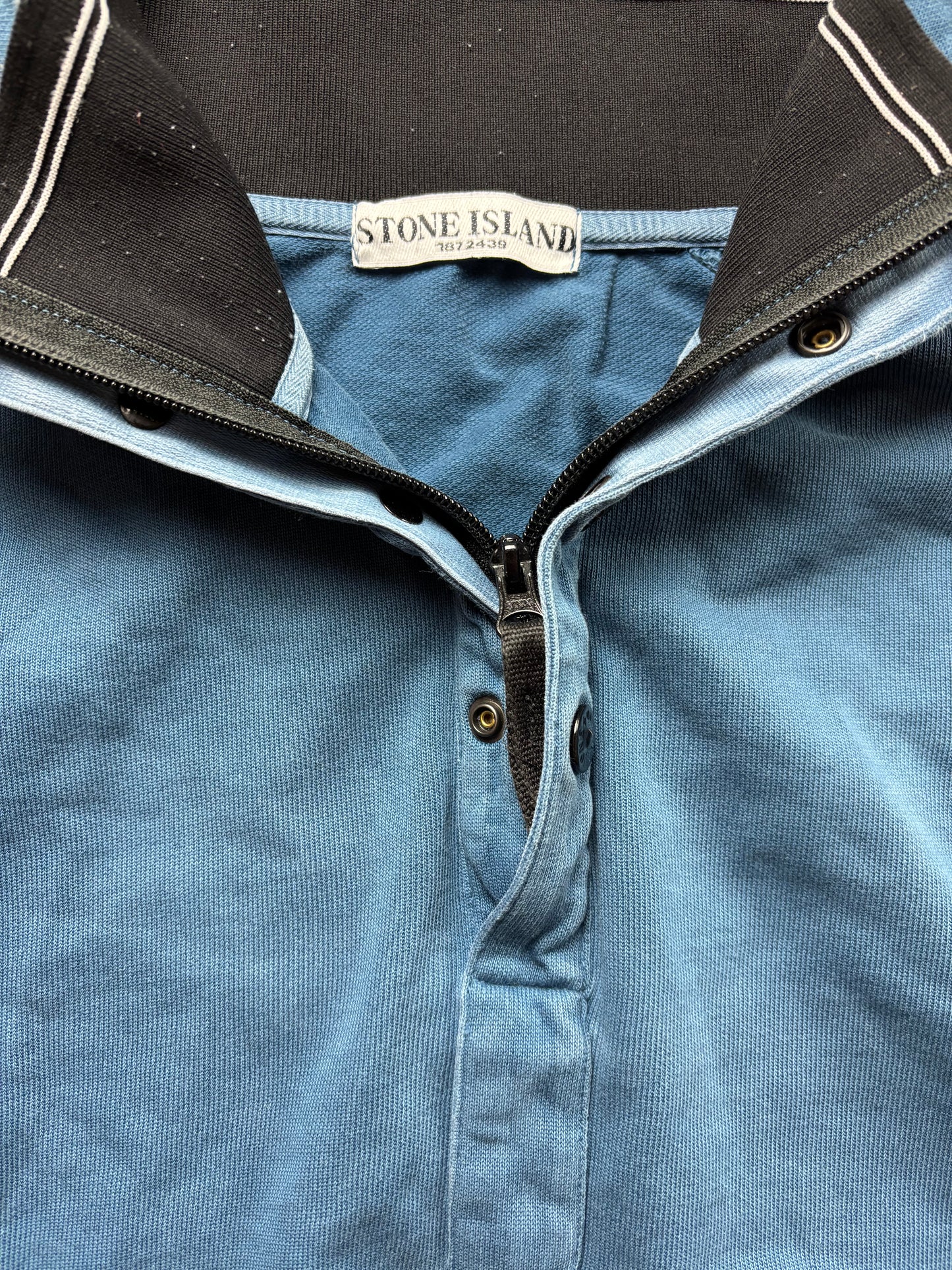 STONE ISLAND BLUE HALF ZIP UP KNIT (M)