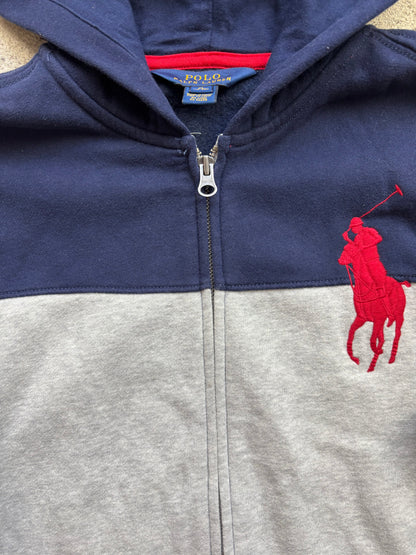 RALPH LAUREN GREY ZIP UP HOODIE (M)