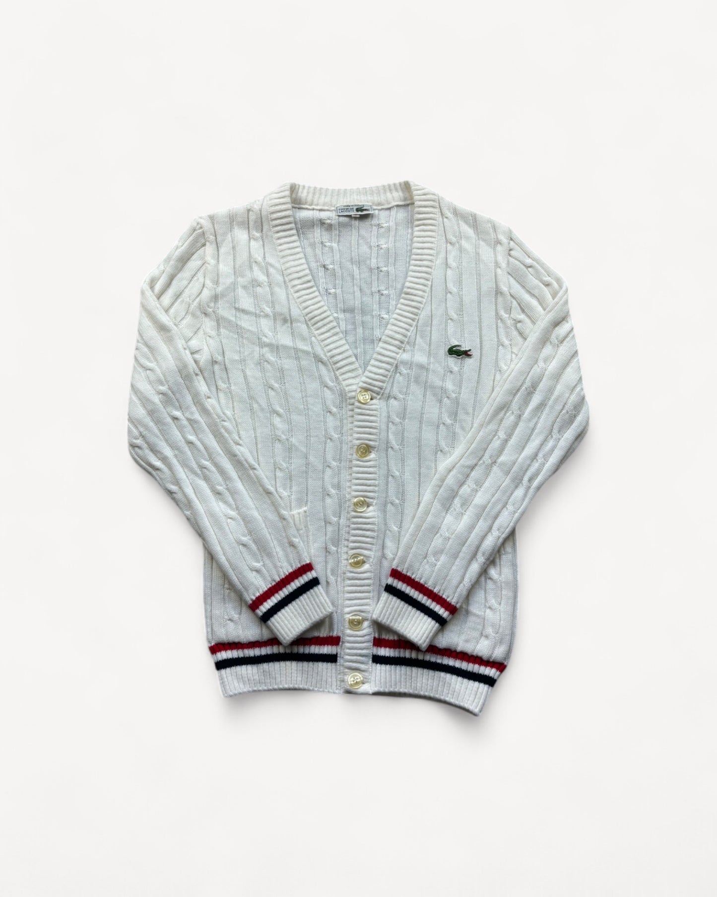 LACOSTE WHITE KNITTED CARDIGAN (S)