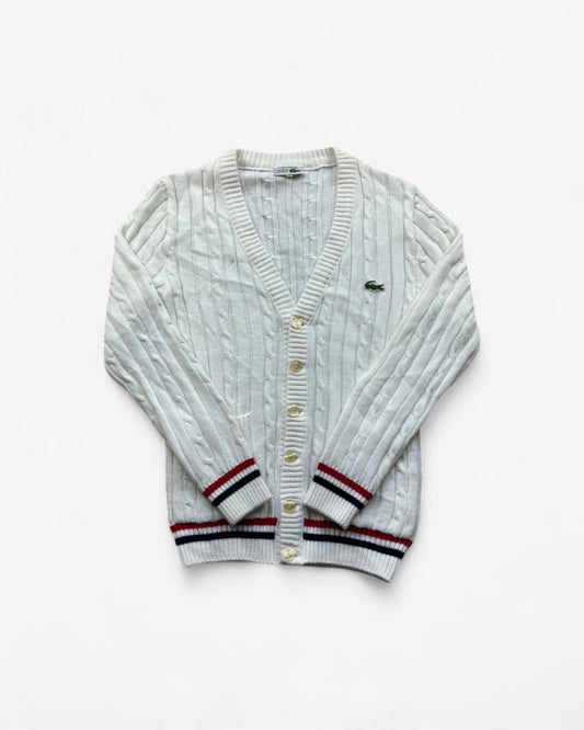 LACOSTE WHITE KNITTED CARDIGAN (S)