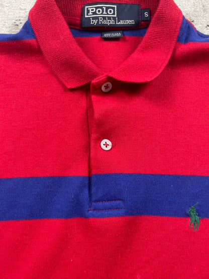 RALPH LAUREN POLO SHIRT RED STRIPED (S)